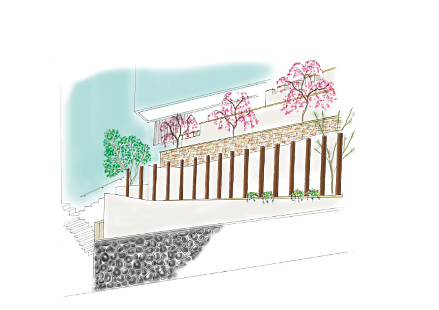 家の裏側にあたる急斜面のリフォーム外構