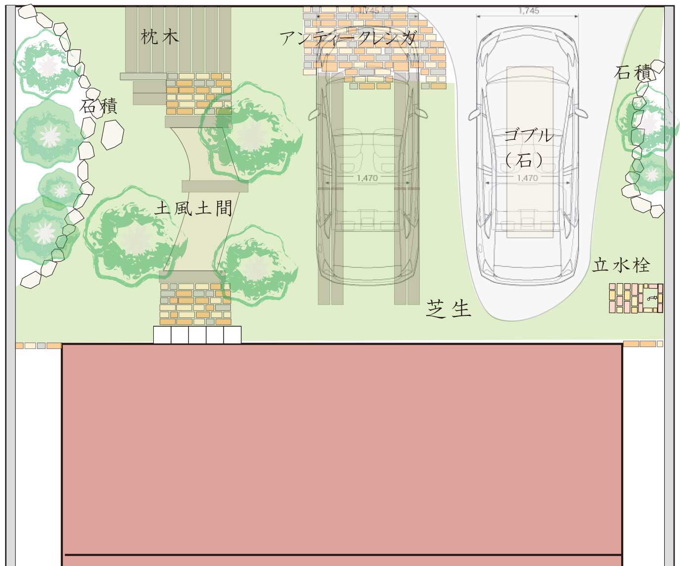 ナチュラルなデザインの駐車場