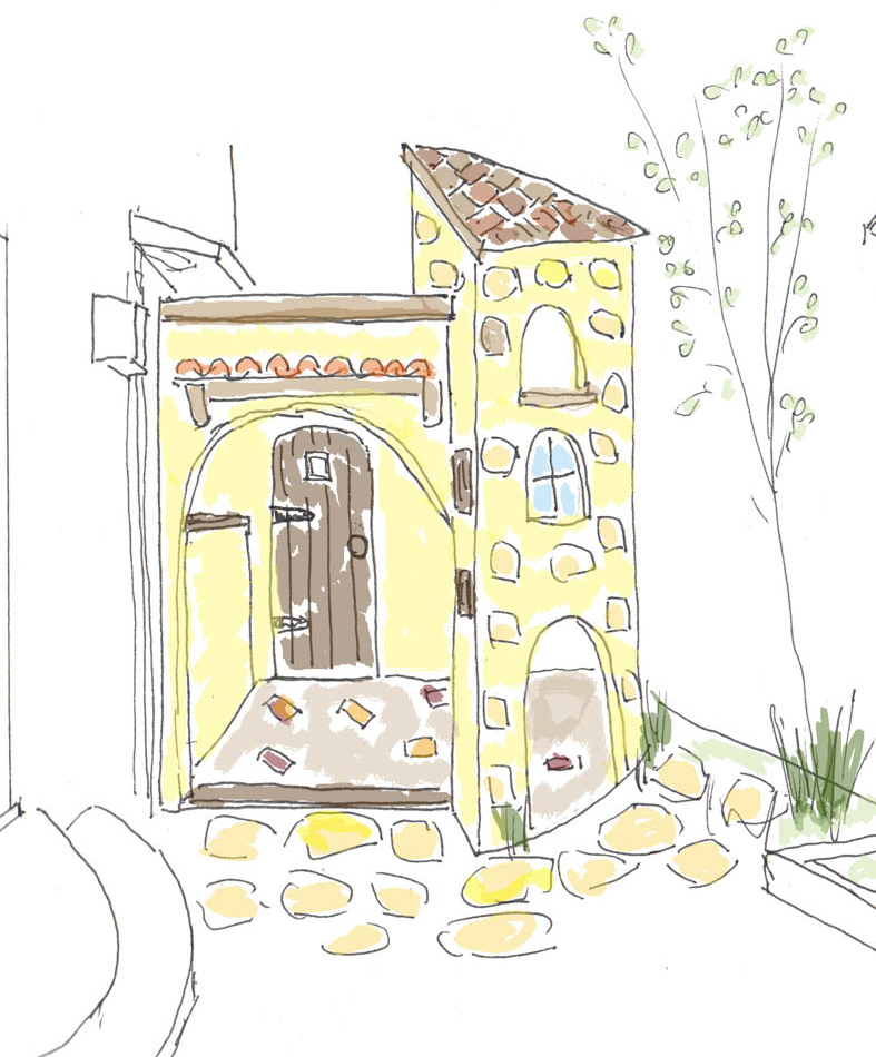 フィトライフのアリスをモチーフにした庭小屋のスケッチ