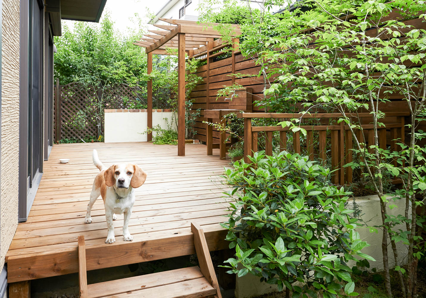 使用頻度の少ない庭をウッドデッキガーデンにリフォーム＠羽曳野市