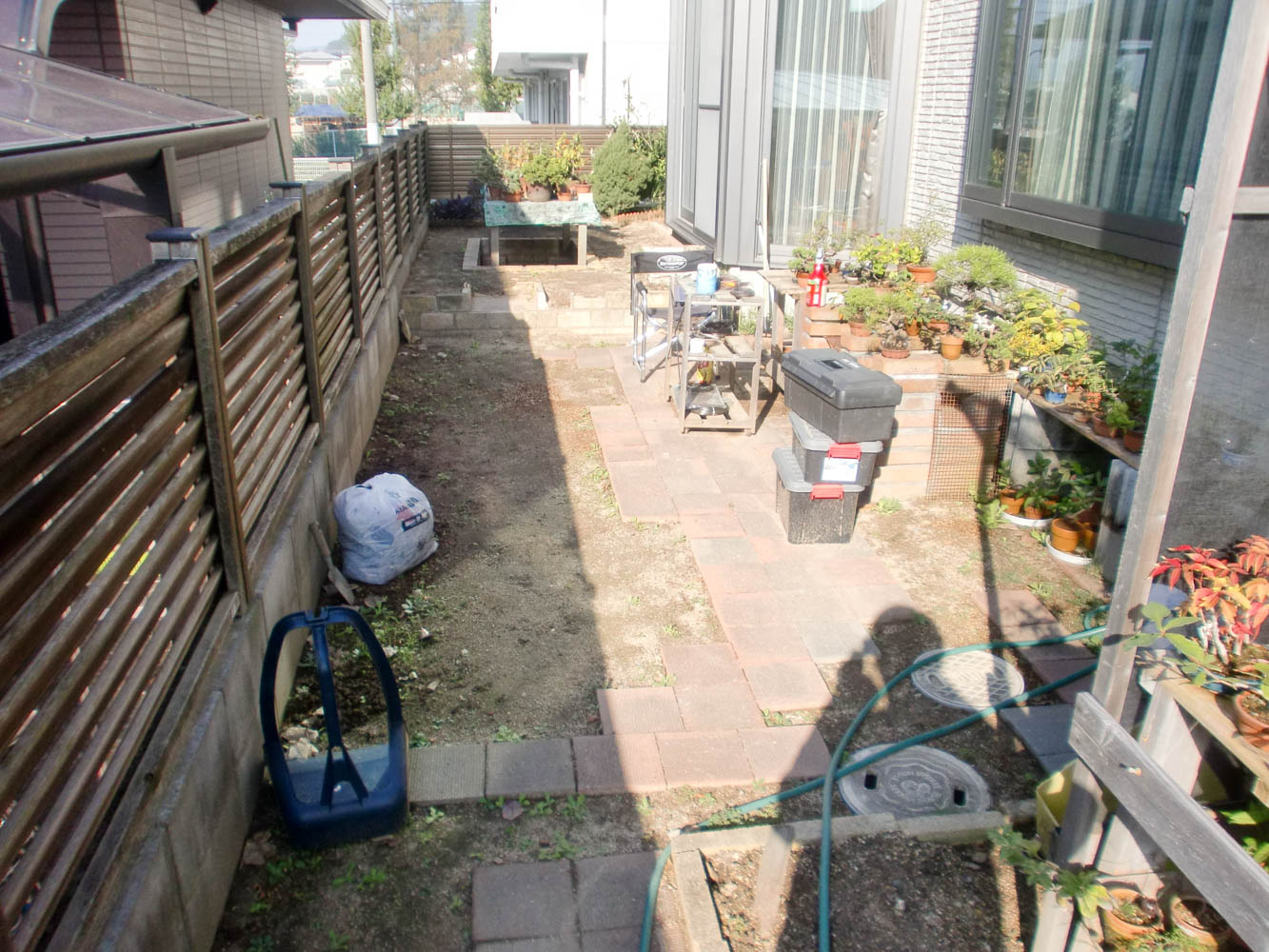 盆栽を楽しむための庭にリフォームの施工前