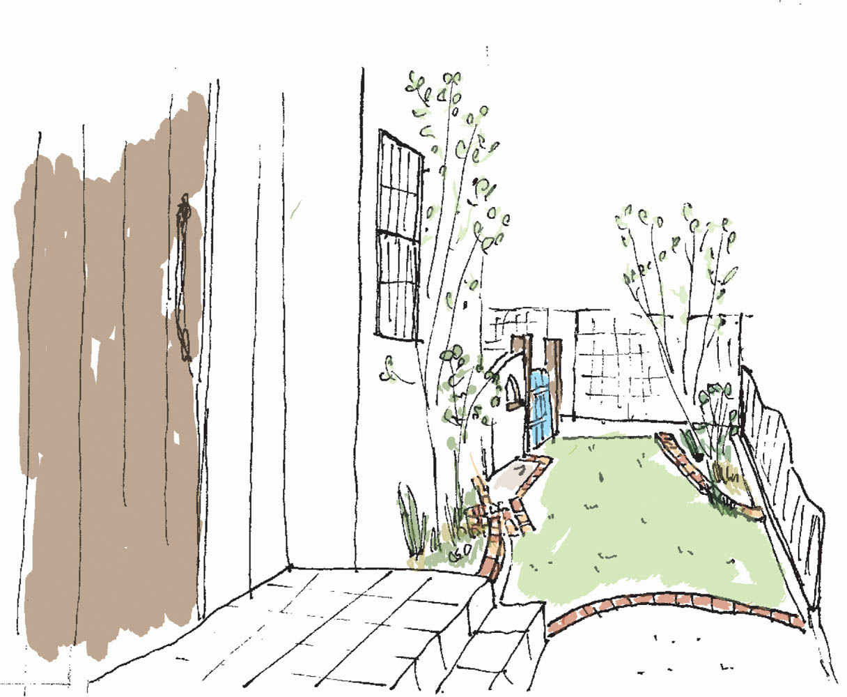 無機質な庭をナチュラルテイストの庭にリフォーム