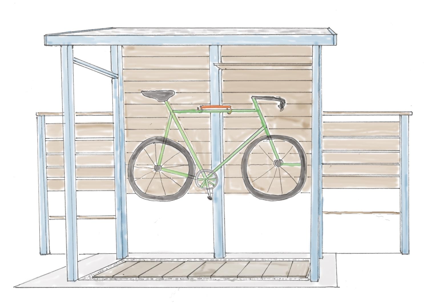 物置を自転車小屋にリフォーム