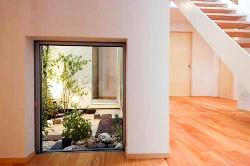 無一本のコハウチワモミジを３度楽しむことのできる坪庭