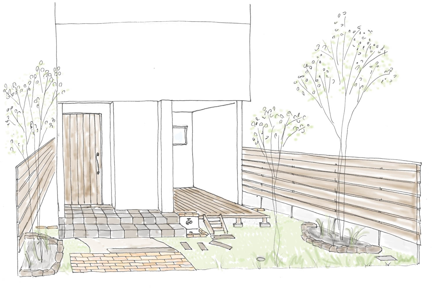 家族でＢＢＱ（バーバキュー）を楽しむための小さなお庭