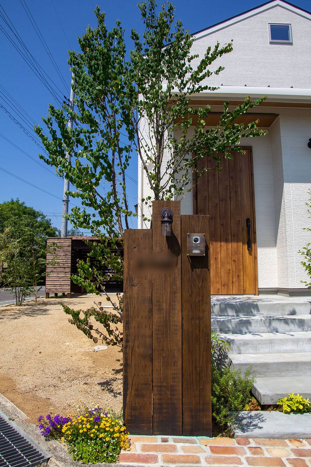 シンクつき木製自転車置き場