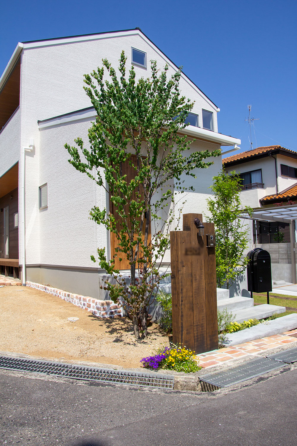 シンクつき木製自転車置き場